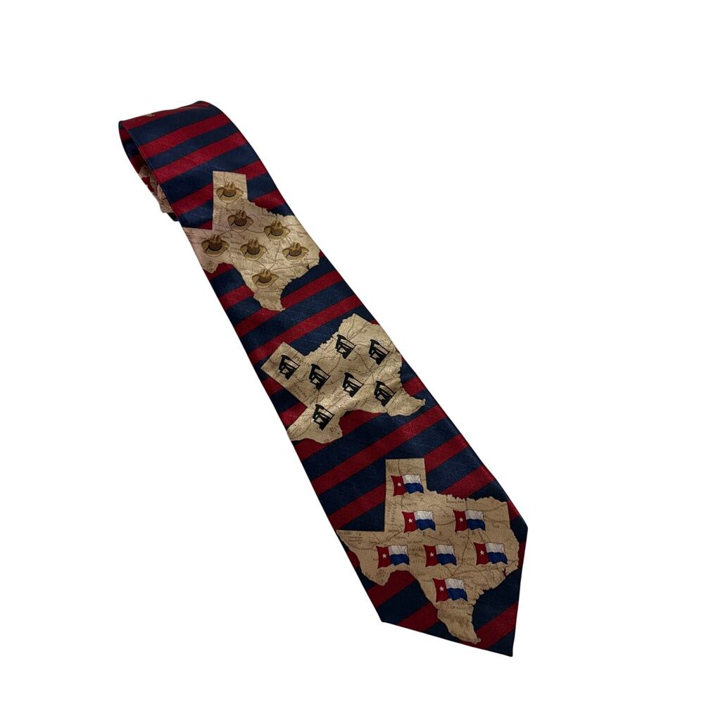 Texas Oil Cowboy Striped Tie NWT Red and‎ Blue Texas Flag Western Oil Rig